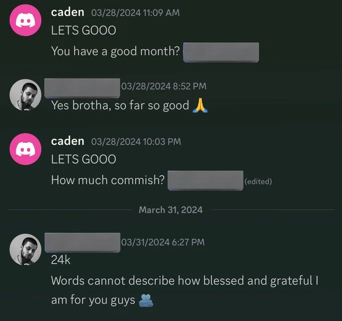 A rep on Discord: 24k, words cannot describe how blessed and grateful I am for you guys