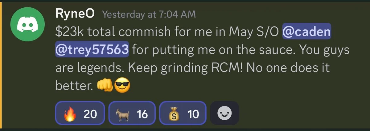 Ryne on Discord: $23k total commission for me in May
